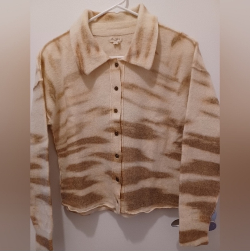 Pilcro by Anthropologie 100% Cashmere Striped Cardigan Sweater - Picture 2 of 6